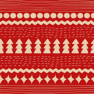Vector geometric seamless pattern with Christmas trees and snowflakes. Illustrazione stock
