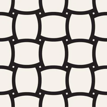 Vector geometric seamless pattern with curved shapes grid. Abstract monochrome Illustrazione stock