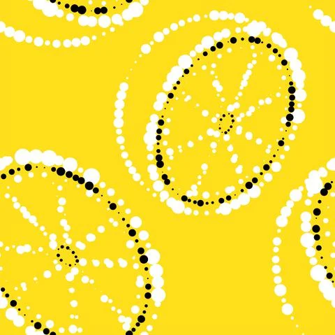 Vector. Geometric seamless pattern. Juicy orange, lemon. Stock Illustration