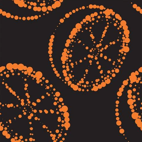 Vector. Geometric seamless pattern. Juicy orange, lemon. Stock Illustration