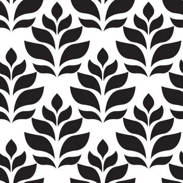 Vector geometric seamless pattern. Modern floral, leaves texture Stock Illustration