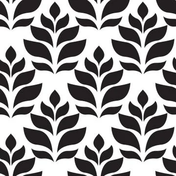 Vector geometric seamless pattern. Modern floral, leaves texture Stock Illustration