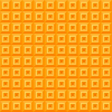 Vector geometric seamless pattern. Orange 3D volumetric geometric shapes, cub Stock Illustration