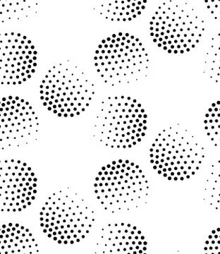 Vector geometric seamless pattern. Repeating abstract circles gradation in bl Stock Illustration