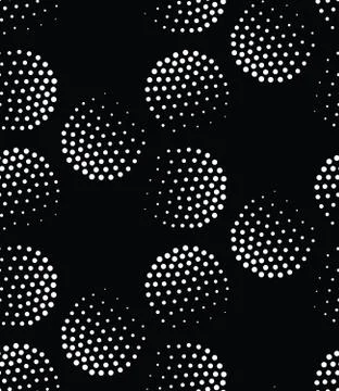 Vector geometric seamless pattern. Repeating abstract circles gradation in bl Illustrazione stock