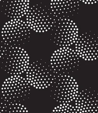 Vector geometric seamless pattern. Repeating abstract circles gradation in bl Stock Illustration