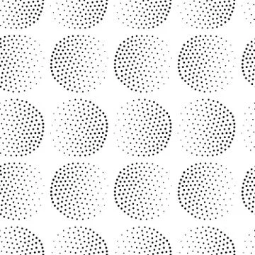 Vector geometric seamless pattern. Repeating abstract circles gradation in bl Stock Illustration