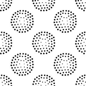 Vector geometric seamless pattern. Repeating abstract circles gradation in bl Stock Illustration