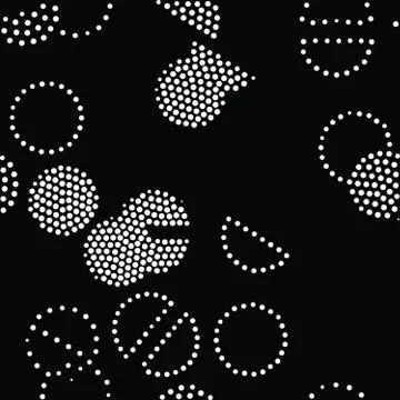 Vector geometric seamless pattern. Repeating abstract circles gradation in bl Stock Illustration