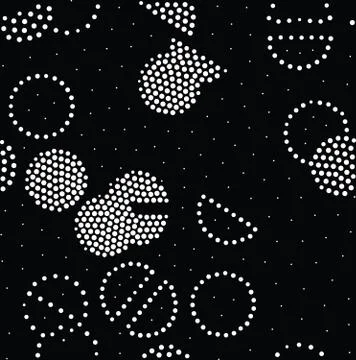 Vector geometric seamless pattern. Repeating abstract circles gradation in bl Stock Illustration