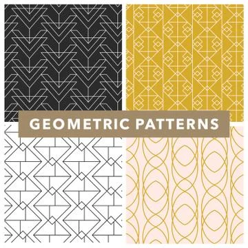 Vector geometric seamless pattern set Stock Illustration