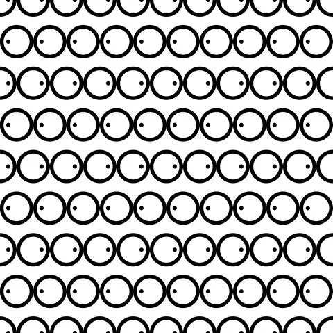 Vector. Geometric seamless pattern. Solid contour circle and dots in a row. Stock Illustration