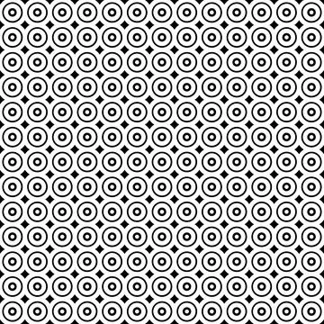 Vector. Geometric seamless pattern. Solid dots and  linear circles. Stock Illustration