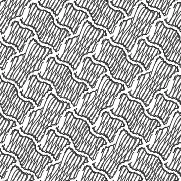 Vector geometric seamless patterns set, black and white texture. Stock Illustration