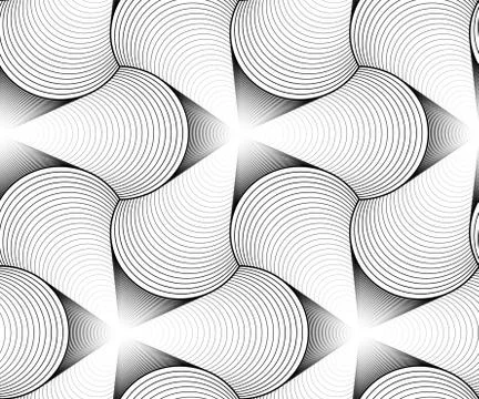 Vector geometric seamless patterns set, black and white texture. Stock Illustration