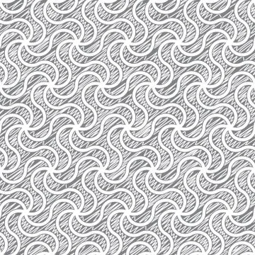 Vector geometric seamless patterns set, black and white texture. Stock Illustration