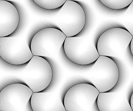 Vector geometric seamless patterns set, black and white texture. Stock Illustration