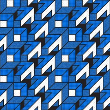 Vector geometric seamless patterns with textured bold mathematical shapes Stock Illustration