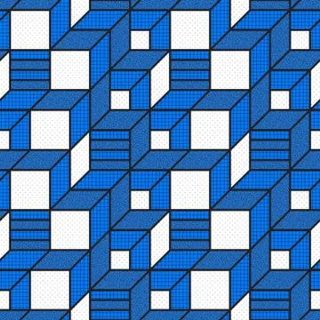 Vector geometric seamless patterns with textured bold mathematical shapes Stock Illustration