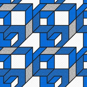 Vector geometric seamless patterns with textured bold mathematical shapes 스톡 일러스트