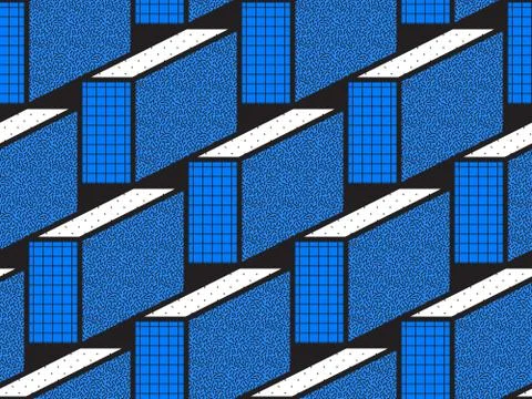 Vector geometric seamless patterns with textured bold mathematical shapes Stock Illustration