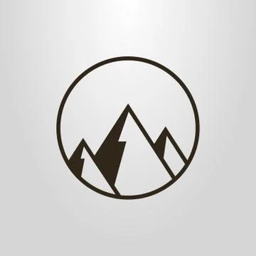 Vector geometric symbol of mountains in a round frame Stock Illustration