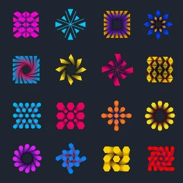 Vector geometric tag, bright frame with 3d hexagons, triangles, gradient li.. Stock Illustration