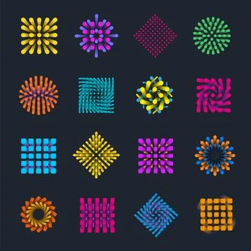 Vector geometric tag, bright frame with 3d grids, round, decorative lines, .. Stock Illustration