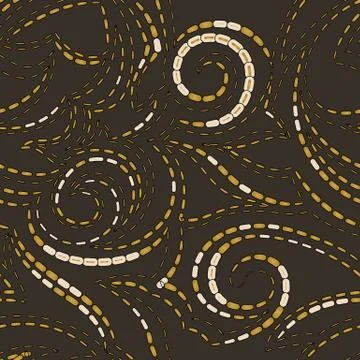 Vector geometric texture in dark color with a black stroke on a brown backgro Stock-Illustration