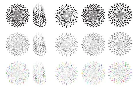 Vector geometric various style shape in halftone pattern texture design Illustration