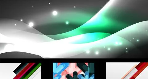 Vector geometric wallpaper design template set Stock Illustration