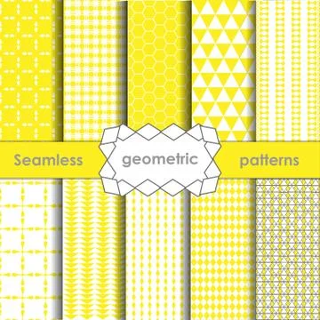 Vector Geometric yellow Seamless Patterns Set. Stock Illustration
