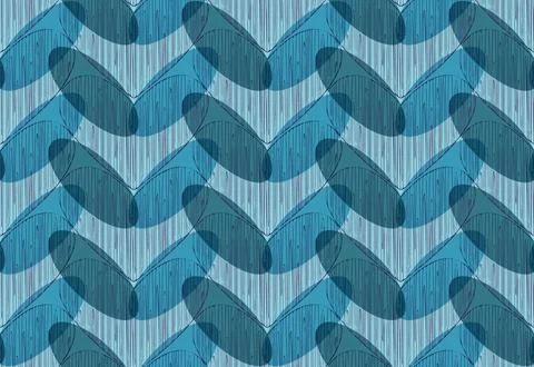 Vector geometrical seamless pattern with creative shapes of heart, ellipse Stock Illustration