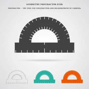 Vector Geometry Protractor Ruler Icon Stock Illustration