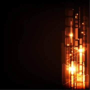 Vector geometry in a technology concept on a dark orange background. Stock Illustration