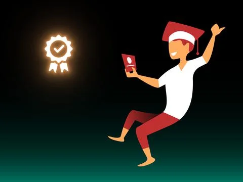 Vector get diploma in gradient style. Editable illustration Stock Illustration