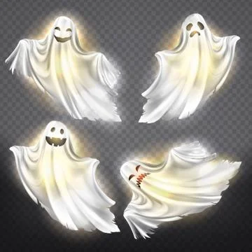 Vector ghosts, phantoms set. Halloween spooky spirits Stock-Illustration
