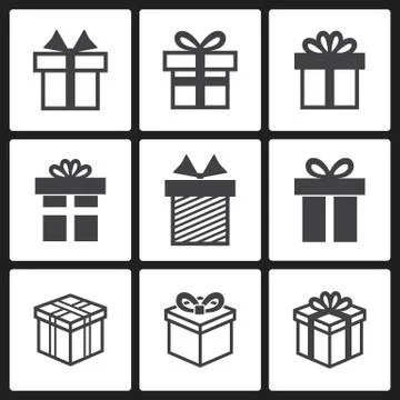 Vector Gift box black icons Stock Illustration