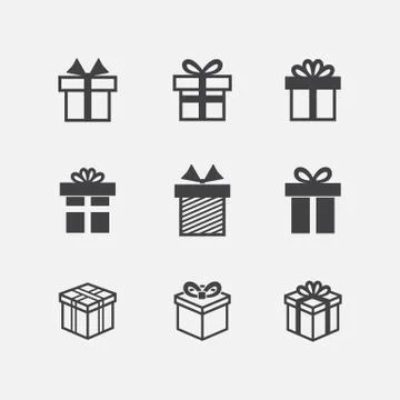Vector Gift box black icons Stock Illustration
