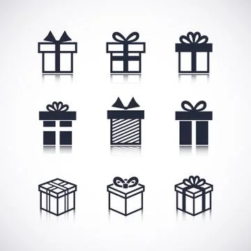 Vector Gift box black icons Stock Illustration