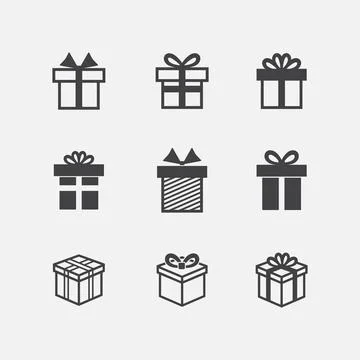 Vector Gift box black icons Vector Gift box black icons isolated on a whit... Stock Photos