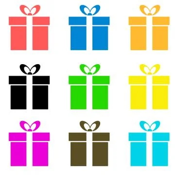 Vector gift box icon on white background. flat style. colorful gift boxes set Stock Illustration