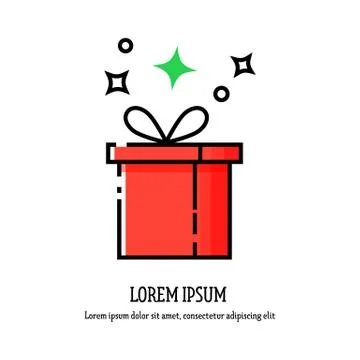 Vector gift box in a linear fashion Stock Illustration
