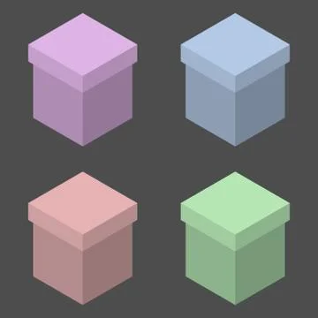 Vector gift box, packing. Set of boxes of different colors. Carton boxes. Stock Illustration