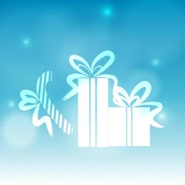 Vector : Gift boxes on blue christmas background Stock Illustration