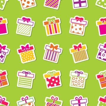 Vector gift boxes green seamless pattern Stock Illustration