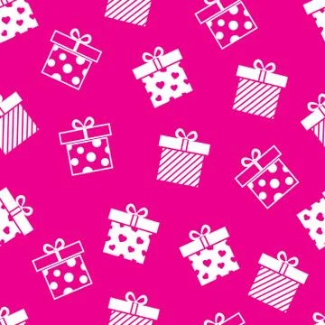 Vector gift boxes pink seamless pattern イラスト素材