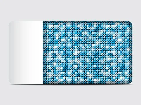 Vector gift card with blue sequins background. Stock Illustration