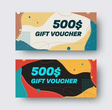 Vector gift card template with abstract colorful design. Stock Illustration