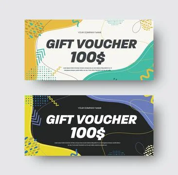 Vector gift card template with abstract colorful design. Stock Illustration